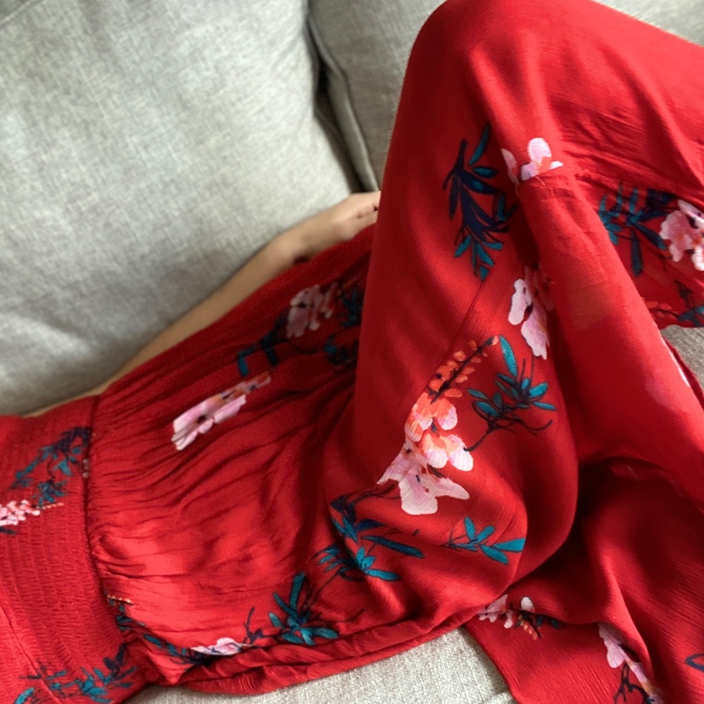 Free people red smocked maxi dress. Extra small.